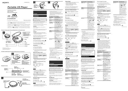 Sony D-E340 - D-E340 Consignes d&rsquo;utilisation Espagnol