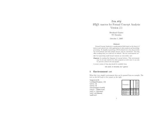 fca.sty LATEX–macros for Formal Concept Analysis Version 2.1