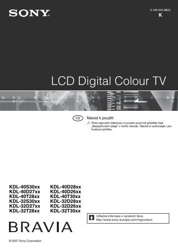 Sony KDL-40D2710 - KDL-40D2710 Istruzioni per l'uso Ceco