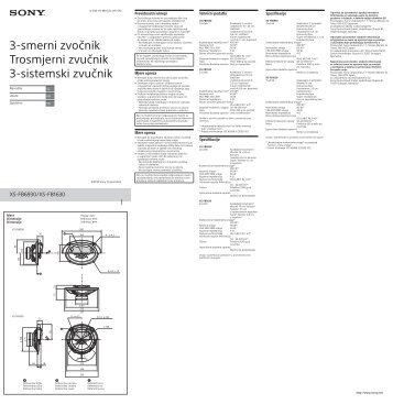 Sony XS-FB1630 - XS-FB1630 Istruzioni per l'uso Sloveno