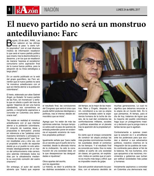 Diario La Razón lunes 24 de abril de 2017