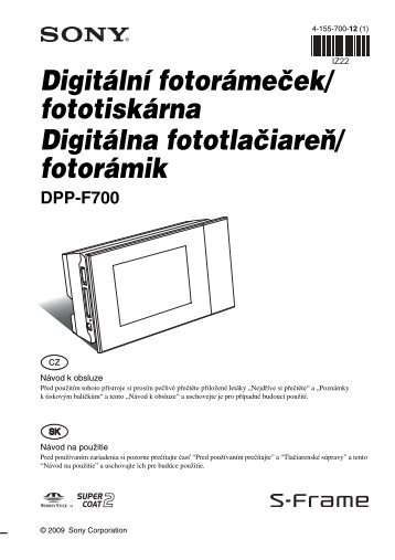 Sony DPP-F700 - DPP-F700 Istruzioni per l'uso Slovacco