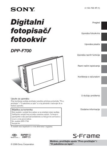 Sony DPP-F700 - DPP-F700 Istruzioni per l'uso Croato