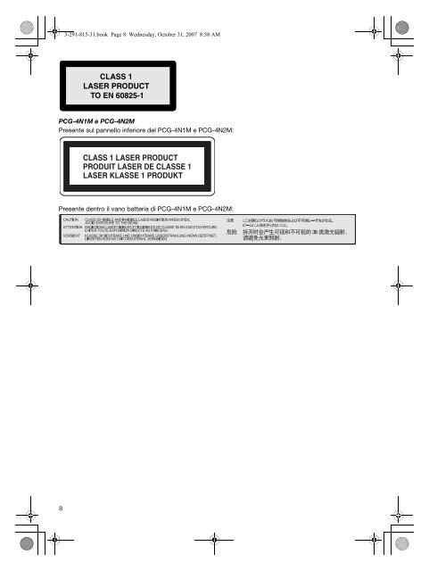 Sony VGN-BX61XN - VGN-BX61XN Documents de garantie Italien