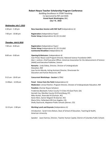 2010 Conference Agenda - The Robert Noyce Scholarship Program