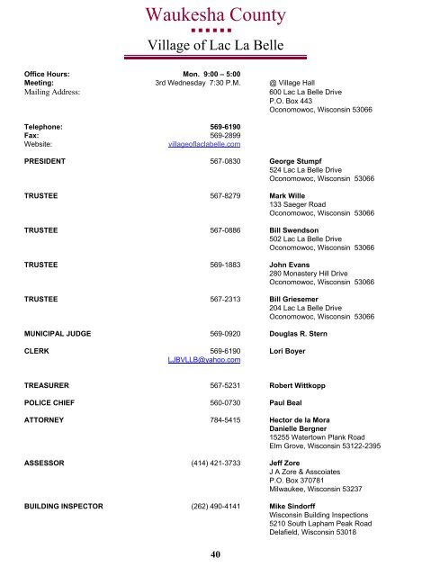 Municipal Directory - Waukesha County