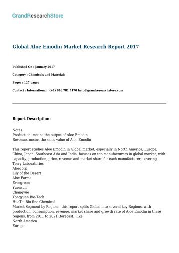 Global Aloe Emodin Market Research Report 2017