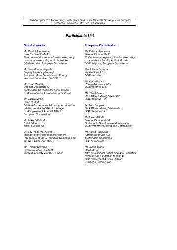 Participants List - Assomineraria
