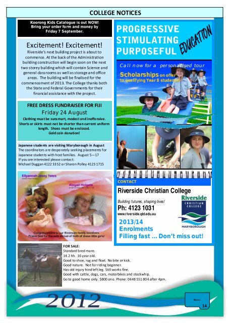 college notices - Riverside Christian College