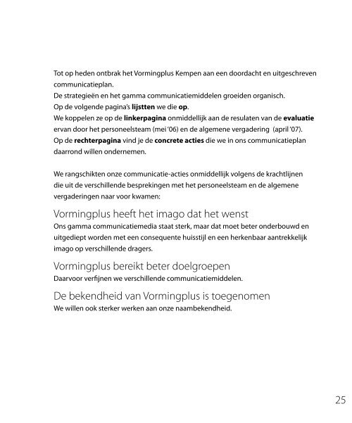 Communicatieplan 2007-2010 Vormingplus Kempen