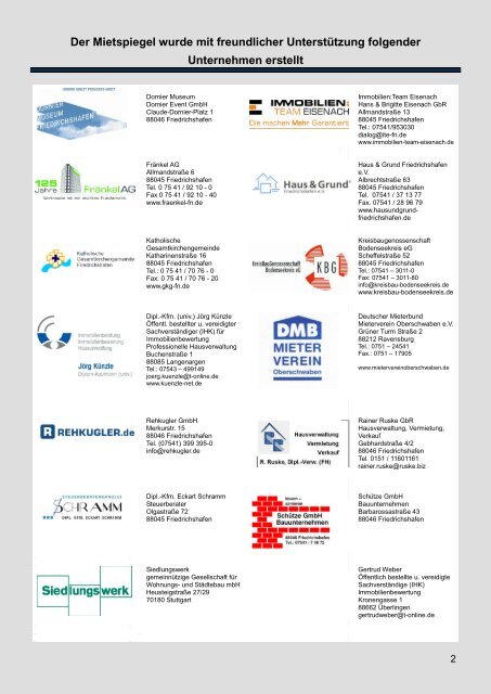 Qualifizierter Mietspiegel von Friedrichshafen 2012 für nicht ...