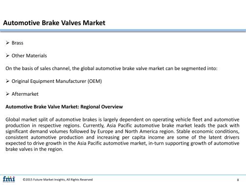 Automotive Brake Valves Market: Value Chain, Dynamics and Key Players (2017 - 2027)