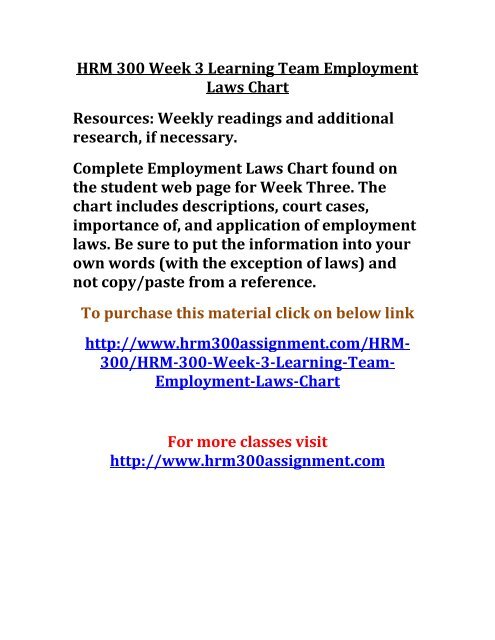 Employment Laws Chart Hrm