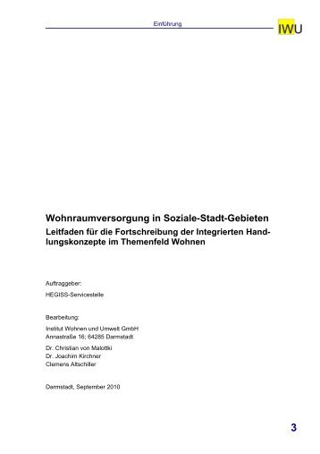 Wohnraumversorgung in Soziale-Stadt-Gebieten - Institut Wohnen ...