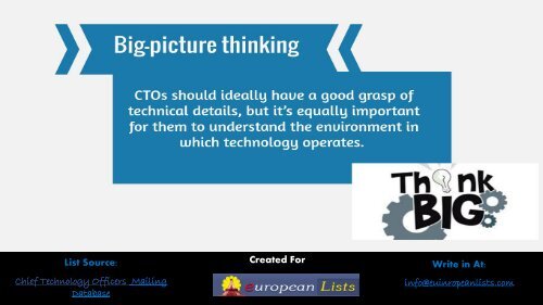 Buy our accurate EU Chief Technology Officers Email Database to attract EU CTOs towards your online campaigns