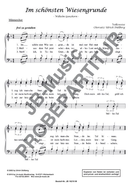 Im schönsten Wiesengrunde  (für Männerchor TTBB)