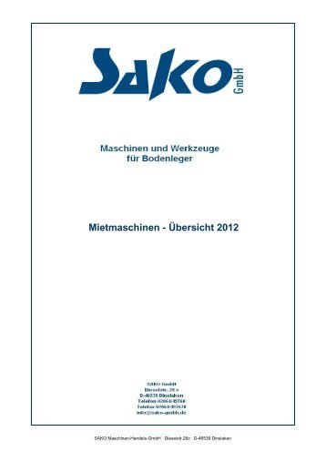 SAKO Mietmaschinen-Übersicht 2012 - sako-gmbh.de