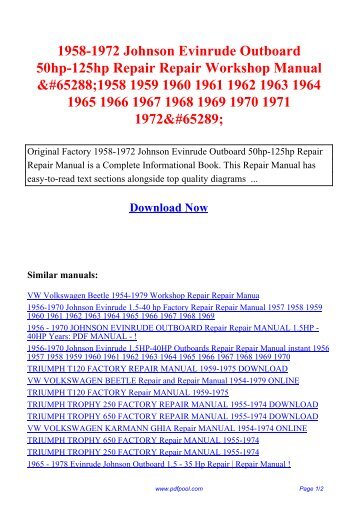 1958 1972 johnson evinrude outboard 50hp 125hp 3 cylinder pdf