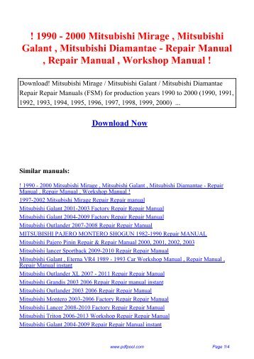 Workshop manual for 94 mitsubishi pajero pinin