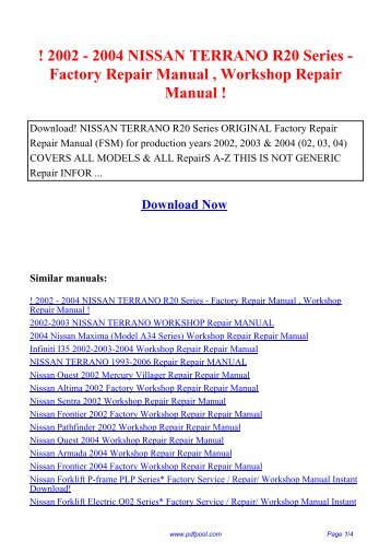 2002-2004_NISSAN_TERRANO_R20_Series-Factory_Repair_Manual_Workshop_Repair_Manual
