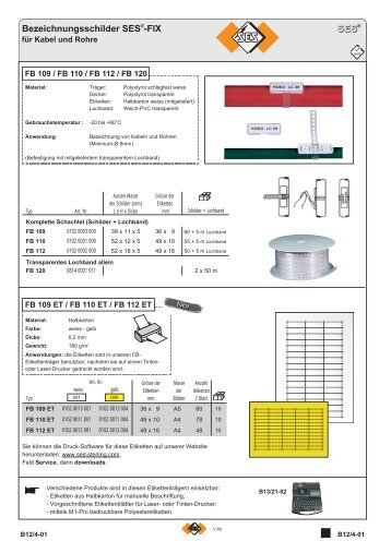SSEEESS® Bezeichnungsschilder SES®-FIX