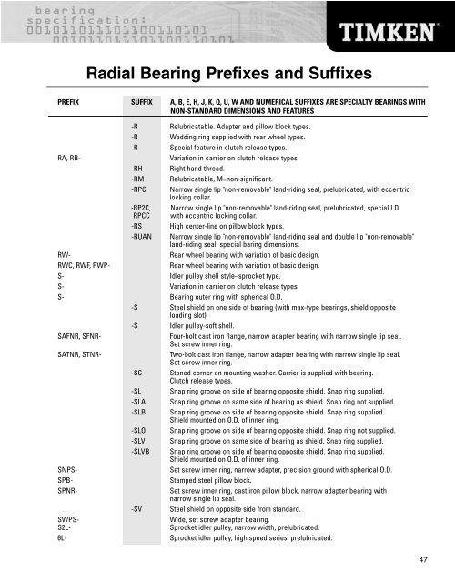 Bearing Specification Guide (PDF) - Timken