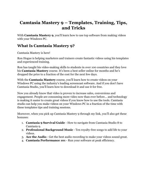 Camtasia Mastery 9 Review-(GIANT) bonus &amp; discount