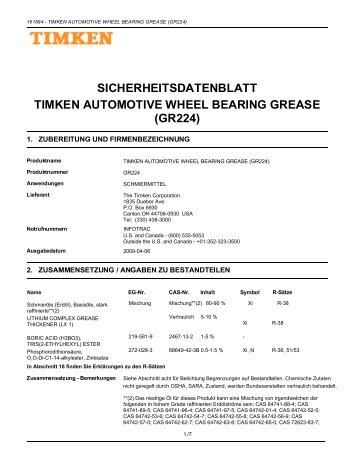 sicherheitsdatenblatt timken automotive wheel bearing grease