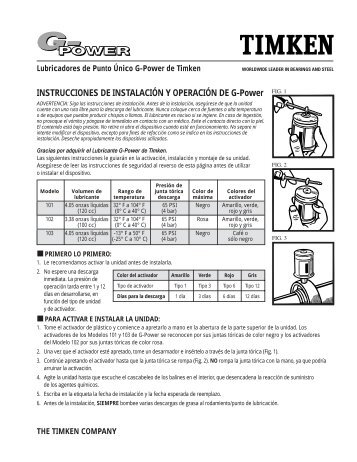 INSTRUCCIONES DE INSTALACIÓN Y OPERACIÓN DE G ... - Timken