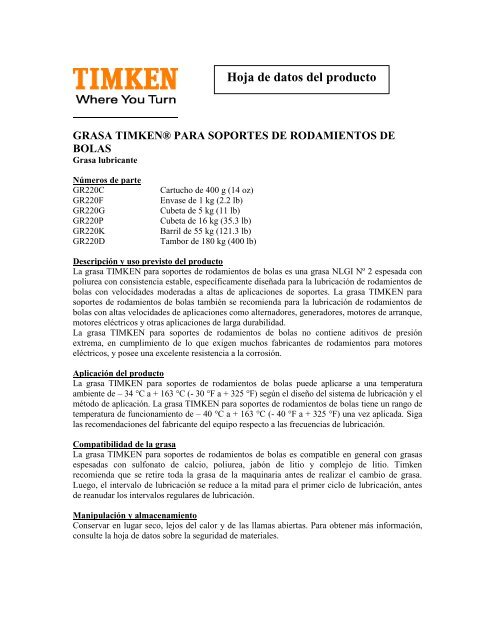 Lubricating Grease - Timken