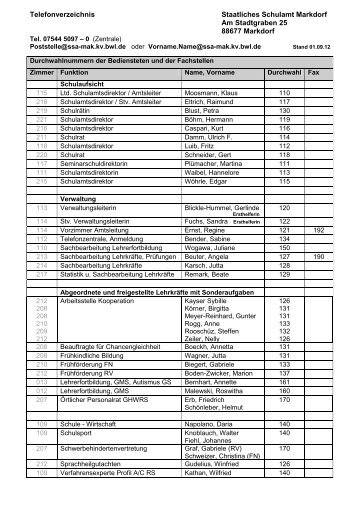 Telefonverzeichnis zum Ausdrucken - SCHULAEMTER-BW.DE