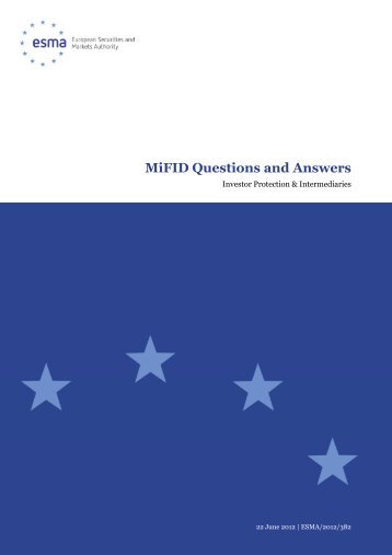 MiFID Questions and Answers - Esma - Europa