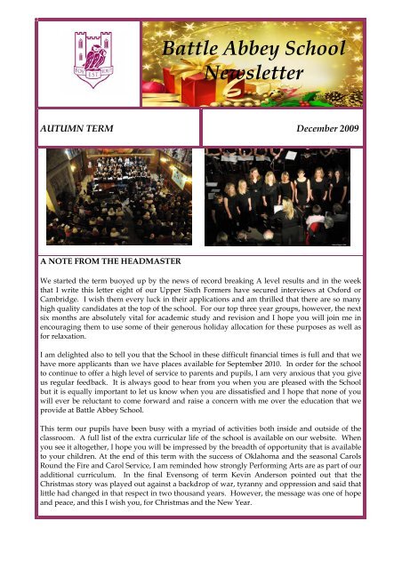 Battle Abbey School Newsletter - Battle Abbey Independent School