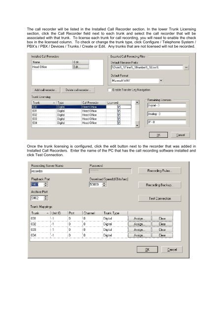 SV8100 SL MyCalls Call Recorder Installation Manual v1.0