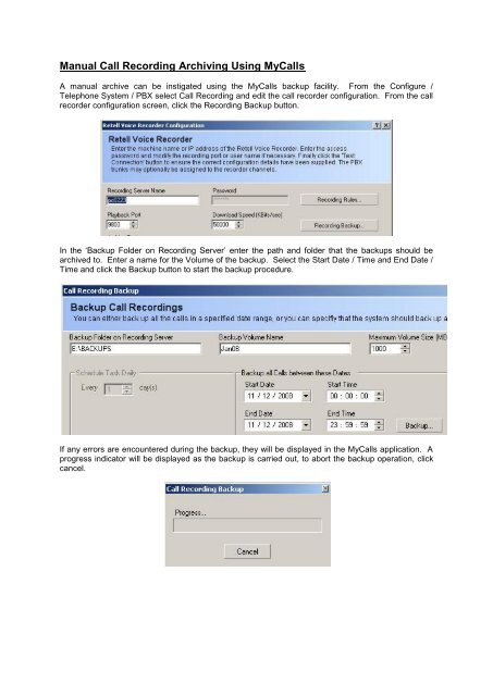 SV8100 SL MyCalls Call Recorder Installation Manual v1.0