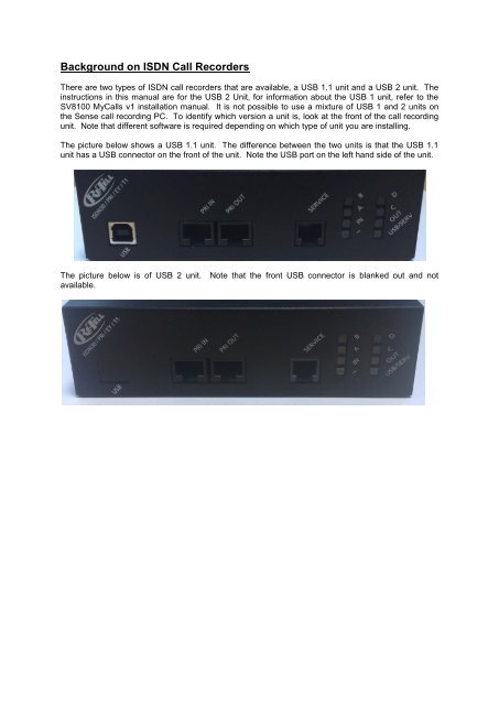 SV8100 SL MyCalls Call Recorder Installation Manual v1.0
