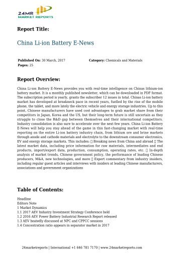 China Li-ion Battery E-News