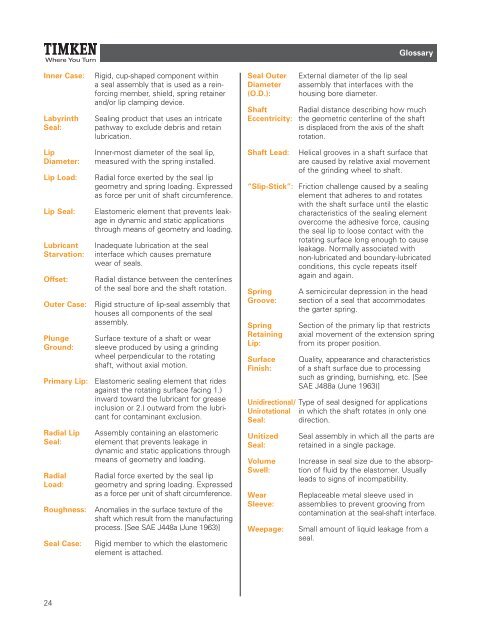 Timken Industrial Seal Catalog