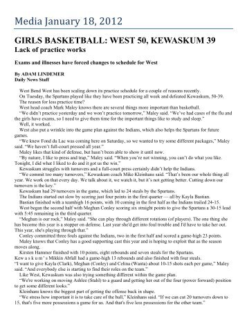 GIRLS BASKETBALL: WEST 50, KEWASKUM 39 Lack of practice ...