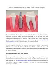 Different Causes That Affect the Cost of Dental Implants Procedure