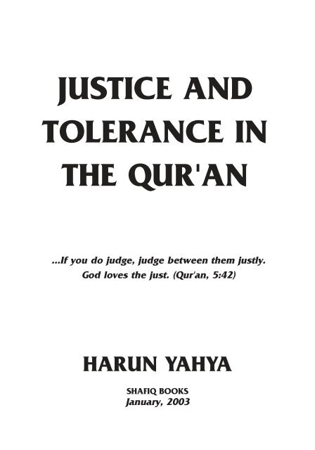 Yahya - Justice and Tolerance in the Qur&#039;an (2003)