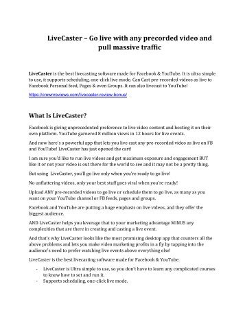 LiveCaster REVIEW and GIANT $21600 bonuses