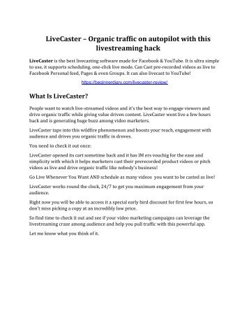 LiveCaster review and (Free) $21,400 Bonus & Discount
