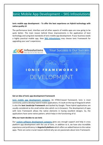 Ionic Mobile App Development - SKG Infosolutions