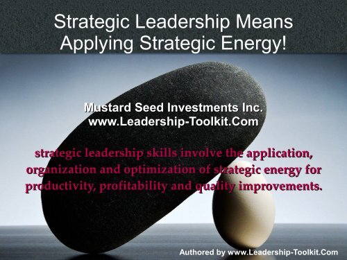 Effective Leadership Power Means Applying Your Strategic Energy