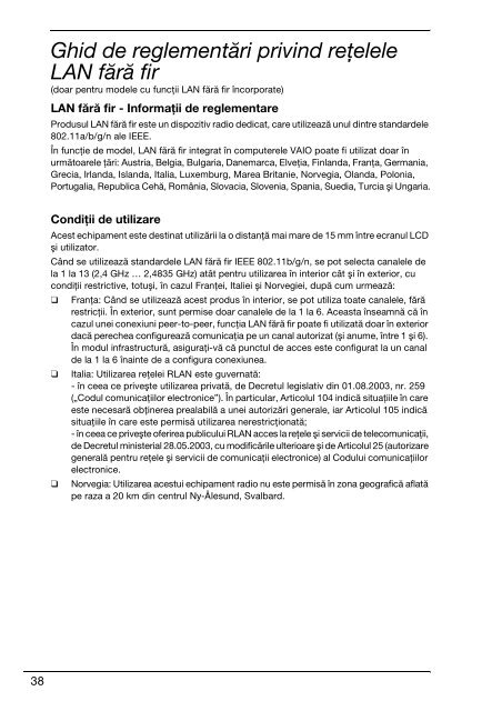 Sony VPCEC4A4E - VPCEC4A4E Documents de garantie Roumain