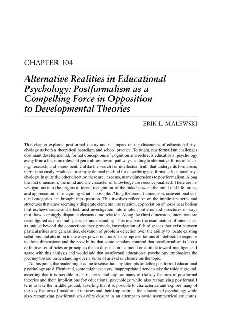 Educational Psychology—Limitations and Possibilities