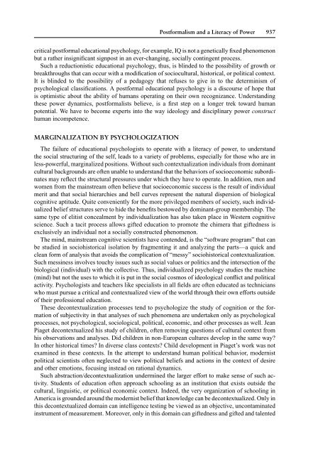Educational Psychology—Limitations and Possibilities