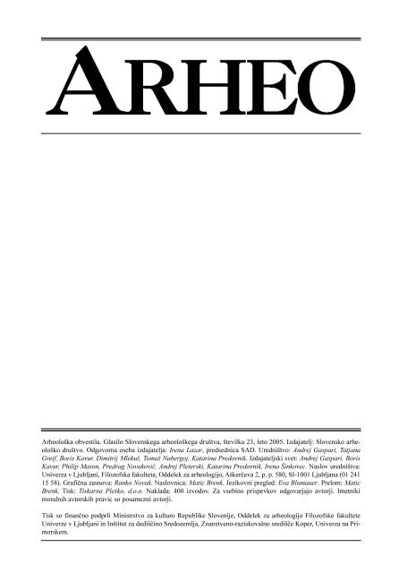 arheo 23 - Slovensko arheološko društvo