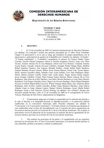 INFORME Nº 88/06 PETICIÓN 1306-05 ADMISIBILIDAD ... - Acnur